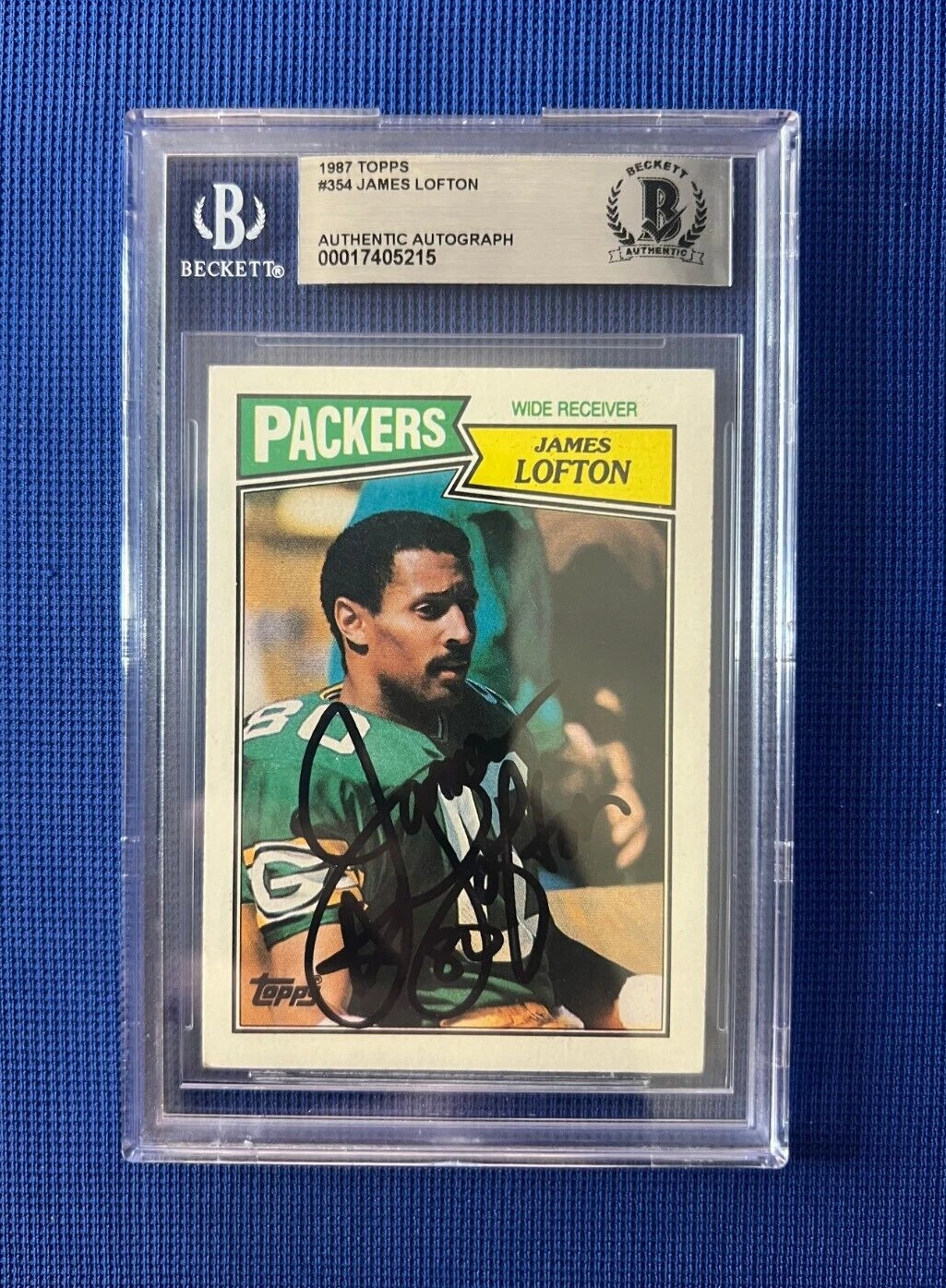 1987 TOPPS JAMES LOFTON GREEN BAY PACKERS SIGNED AUTOGRAPHED CARD #354 BECKETT