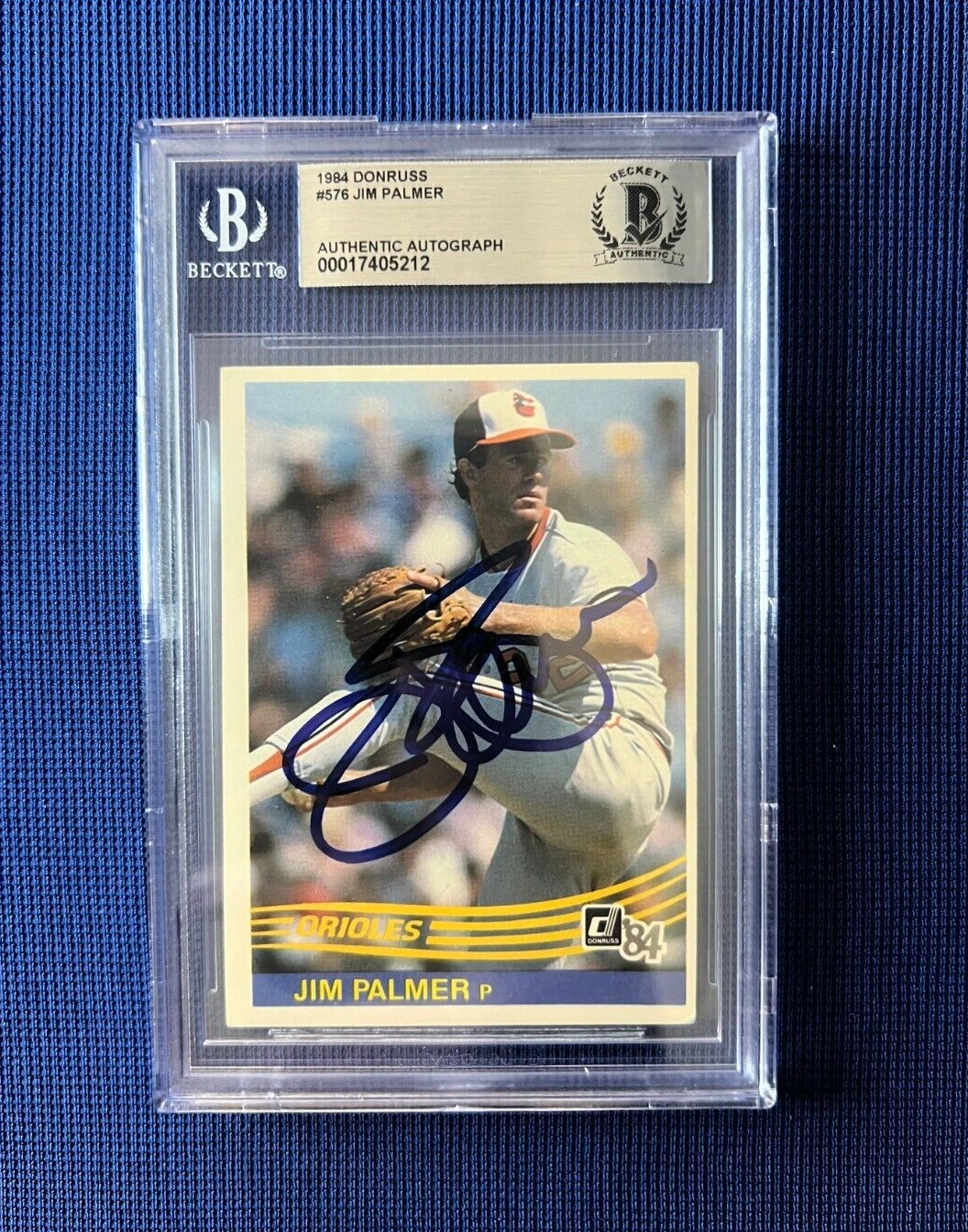 1984 DONRUSS JIM PALMER BALTIMORE ORIOLES SIGNED AUTOGRAPHED CARD #576 BECKETT