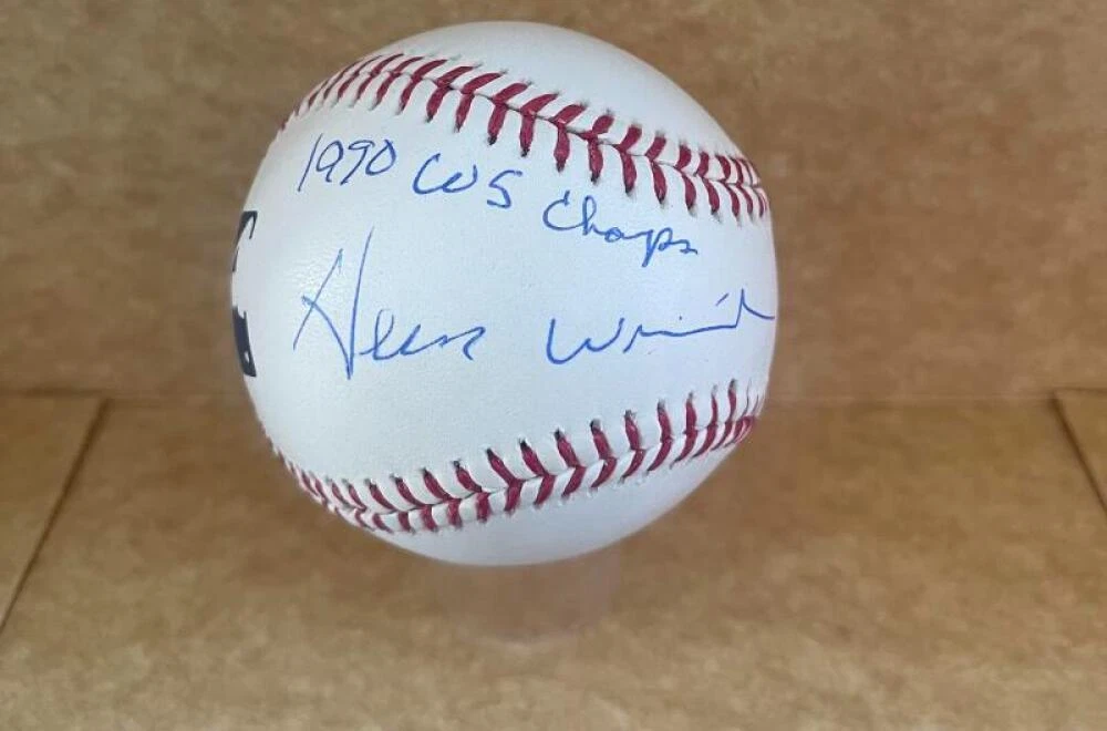 HERM WINNINGHAM REDS 1990 WS CHAMPS SIGNED AUTO M.L. BASEBALL BECKETT AUTH