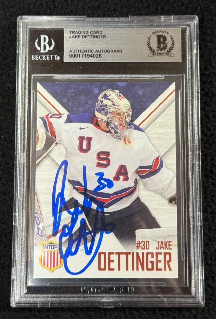 Jake Oettinger Signed 2015-16 USA NTDP 1st Ever Rookie Card Beckett Certified