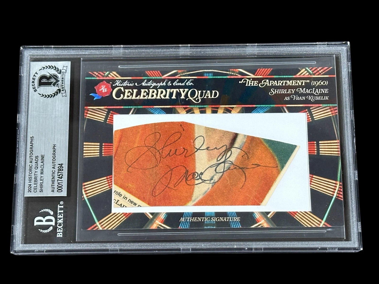 Shirley MacLaine Steel Magnolias Sweet Charity Signed Autograph BAS Beckett Slab