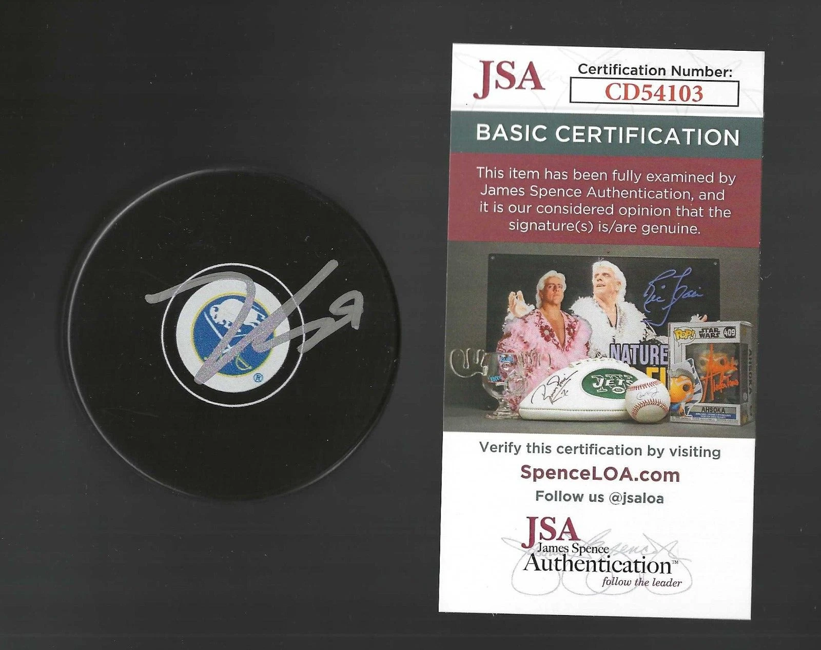 ZACH BENSON SIGNED BUFFALO SABRES PUCK JSA COA COLLECTIBLE MEMORABILIA