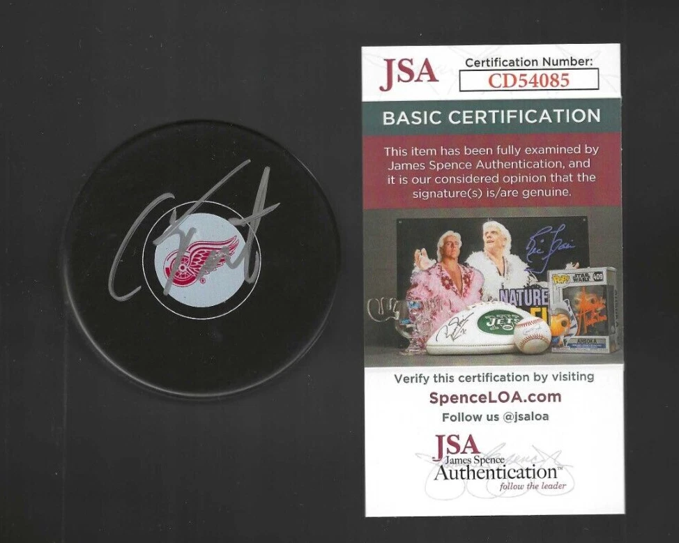 Cam Talbot Signed Detroit Red Wings Puck JSA COA
