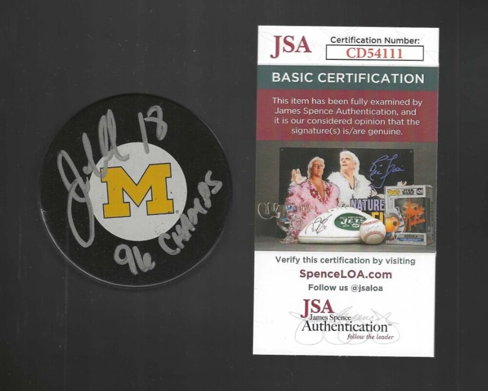 John Madden Signed & Inscribed Michigan Wolverines Official Game Puck JSA COA
