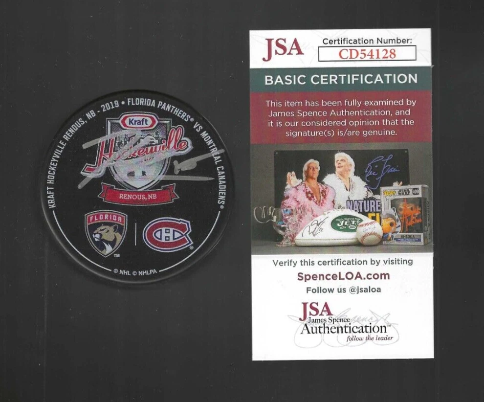 Jesperi Kotkaniemi Signed Montreal Canadiens 2019 Kraft Hockeyville Puck JSA COA