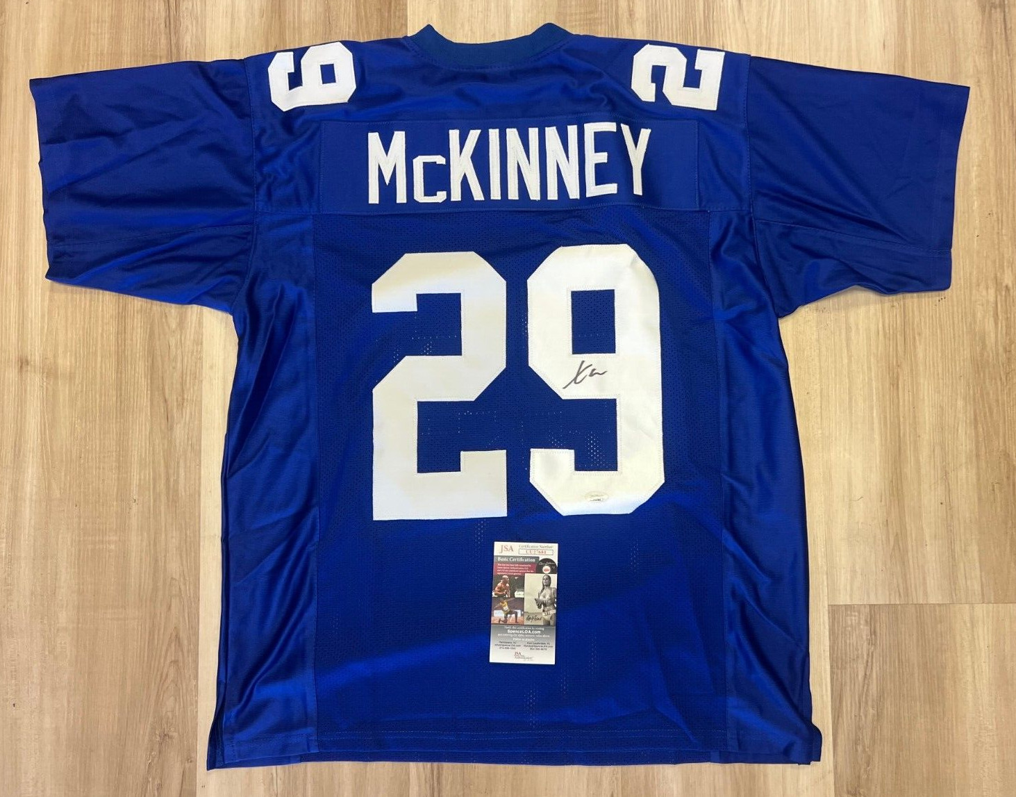XAVIER MCKINNEY #29 NEW YORK GIANTS SIGNED AUTOGRAPHED CUSTOM JERSEY JSA COA