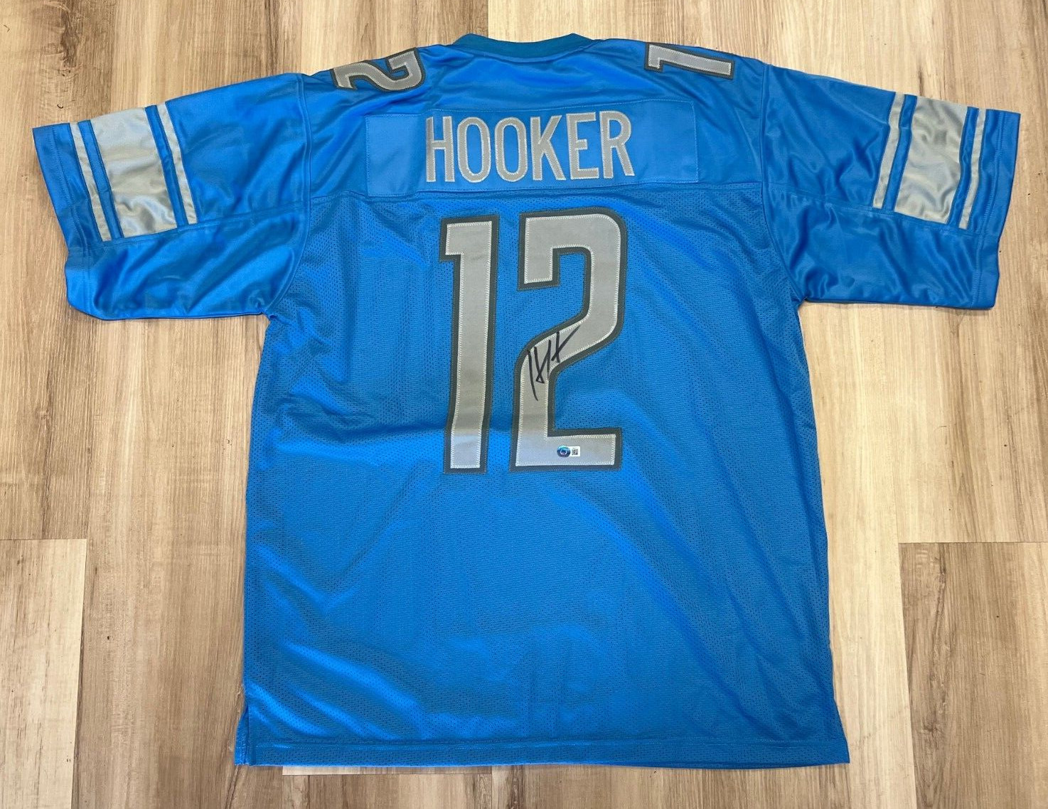 HENDON HOOKER DETROIT LIONS SIGNED AUTOGRAPHED CUSTOM JERSEY SIZE XL BECKETT
