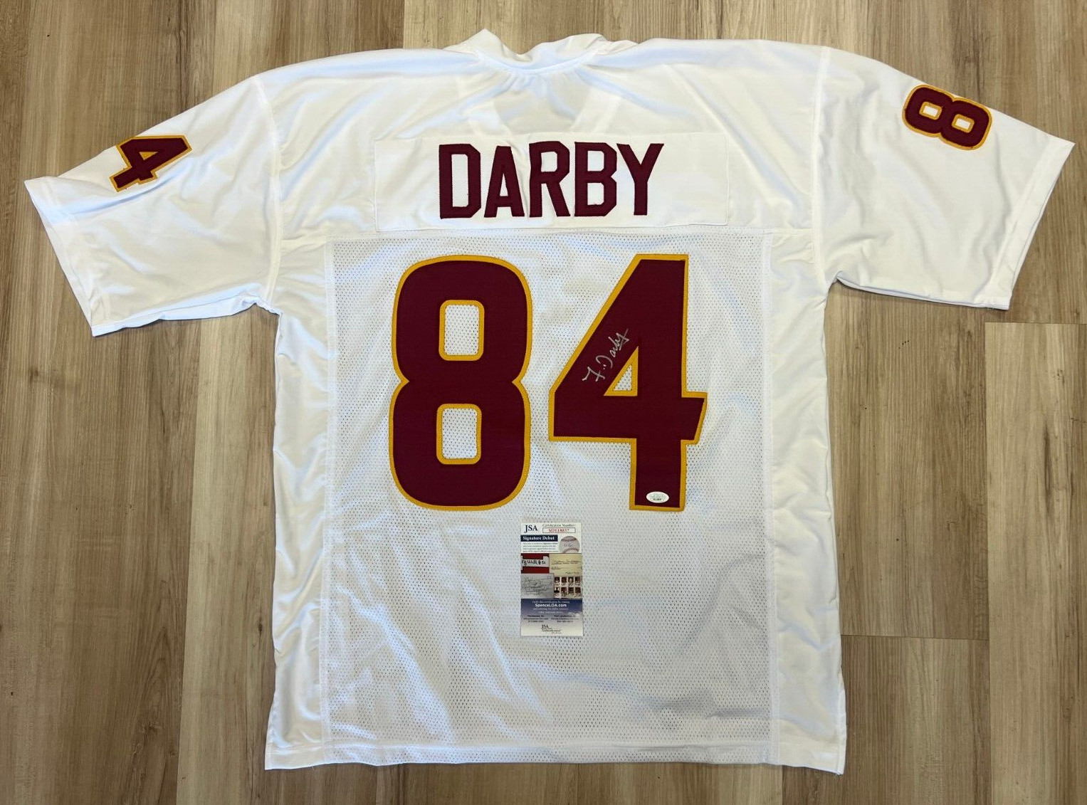 RONALD DARBY #84 WASHINGTON COMMANDERS SIGNED AUTOGRAPH CUSTOM JERSEY SZ XL JSA