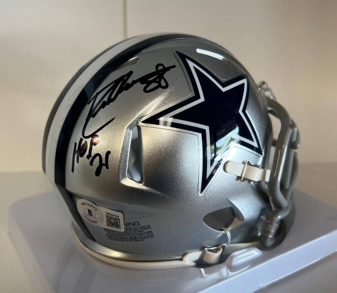 DREW PEARSON HOF 21 DALLAS COWBOYS SIGNED AUTOGRAPHED MINI HELMET BECKETT