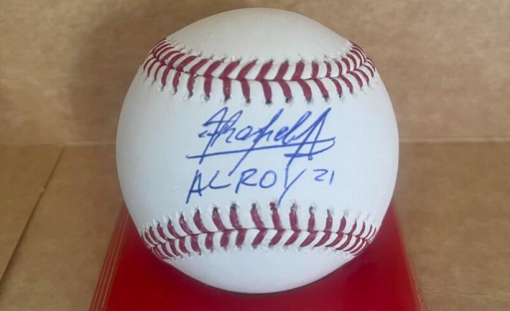 RANDY AROZARENA AL ROY 21 MARINERS SIGNED AUTOGRAPHED M.L. BASEBALL BECKETT AUTH