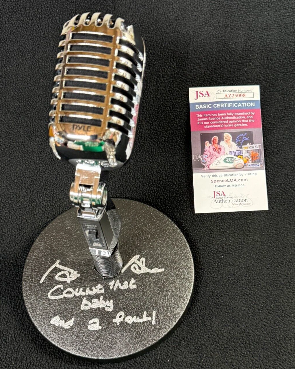 George Blaha Signed Microphone Stand Detroit Pistons Michigan State JSA COA