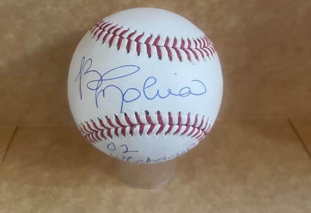 BENGIE MOLINA ANGELS 02 WS CHAMPS SIGNED AUTO M.L. BASEBALL BECKETT AUTH
