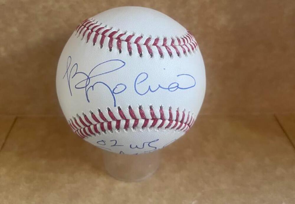 BENGIE MOLINA ANGELS 02 WS CHAMPS SIGNED AUTO M.L. BASEBALL BECKETT AUTH