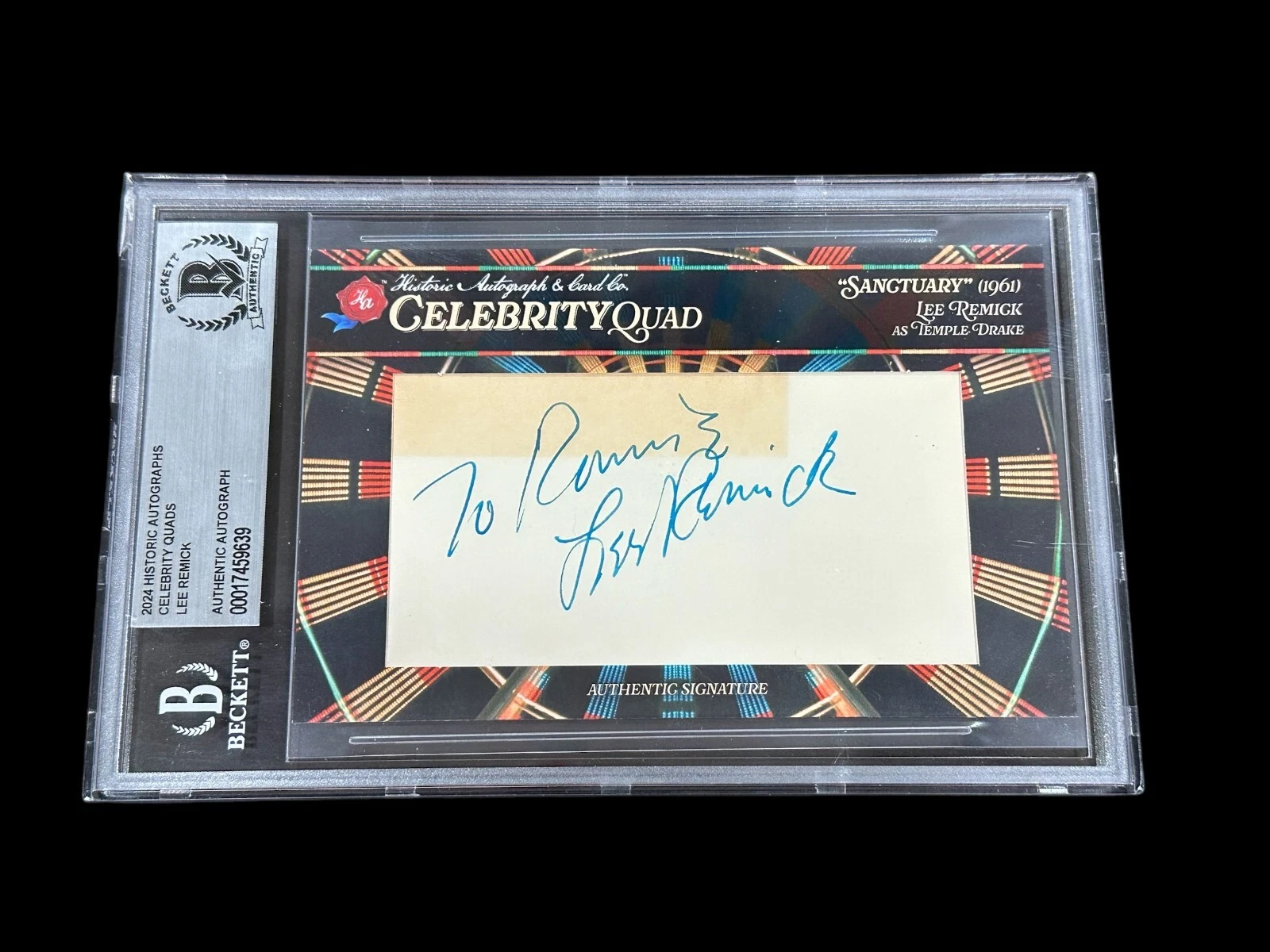 Lee Remick Anatomy of a Murder The Omen Sanctu Signed Autograph BAS Beckett Slab