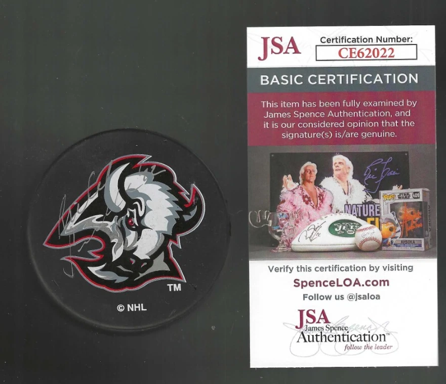 Richard Smehlik Signed Buffalo Sabres Goat Head Ravens Athletic Puck JSA COA