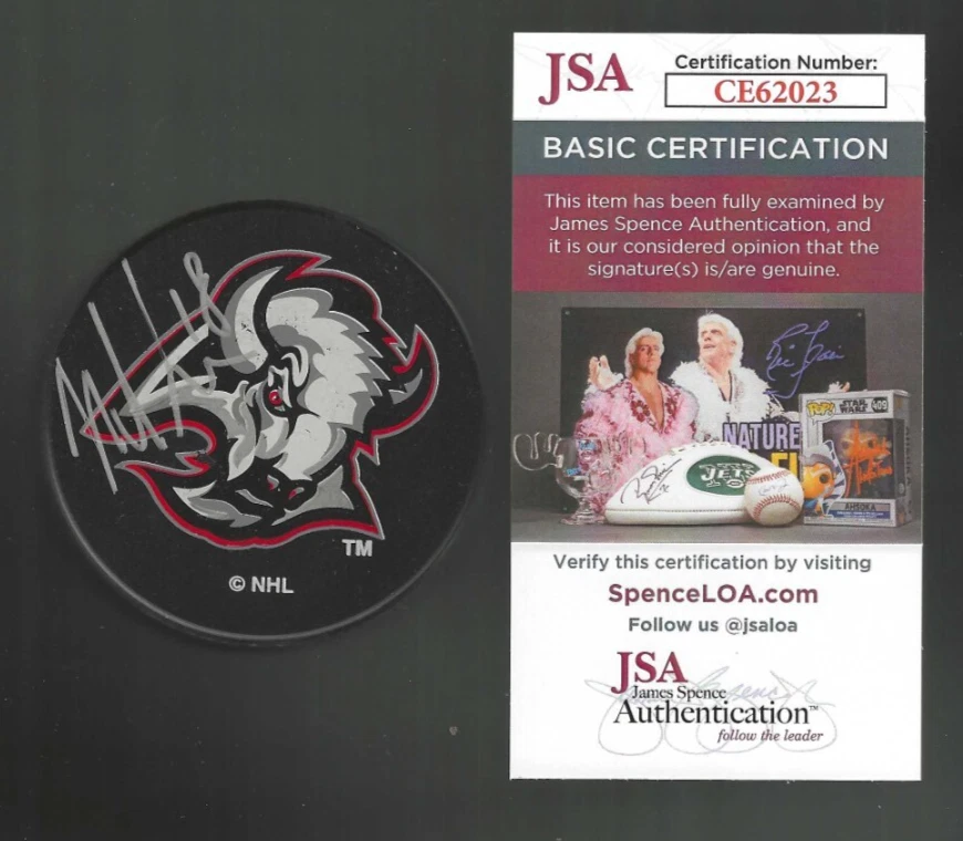 Michal Grosek Signed Buffalo Sabres Goat Head Ravens Athletic Puck JSA COA