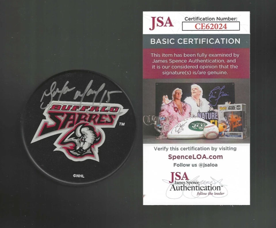 Milan Bartovic Signed Buffalo Sabres Goat Head Ravens Athletic Puck JSA COA