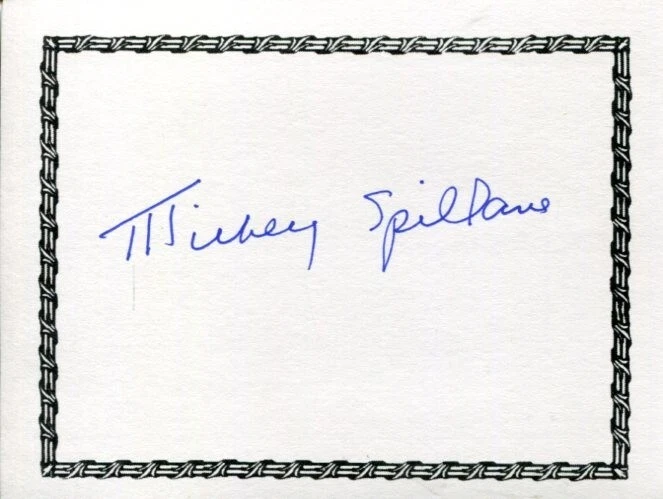 Mickey Spillane Mystery Author King Of Pulp Fiction Signed Autograph Bookplate