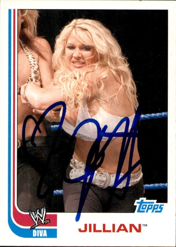JILLIAN HALL SIGNED 2008 TOPPS HERITAGE WWE CARD #63 COLLECTIBLE MEMORABILIA