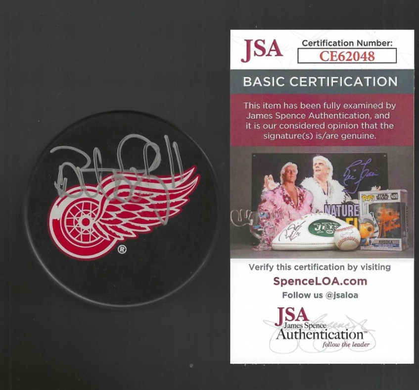 Daniel Alfredsson Signed Detroit Red Wings Souvenir Puck JSA COA