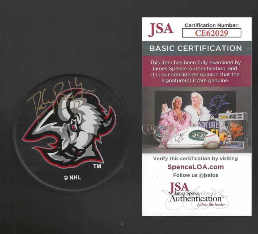 Randy Burridge Signed Buffalo Sabres Goat Head Ravens Athletic Puck Gold JSA COA