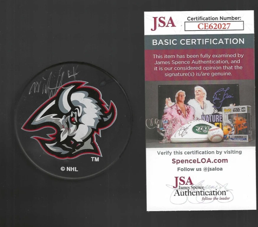 Mike Wilson Signed Buffalo Sabres Goat Head Ravens Athletic Puck JSA COA