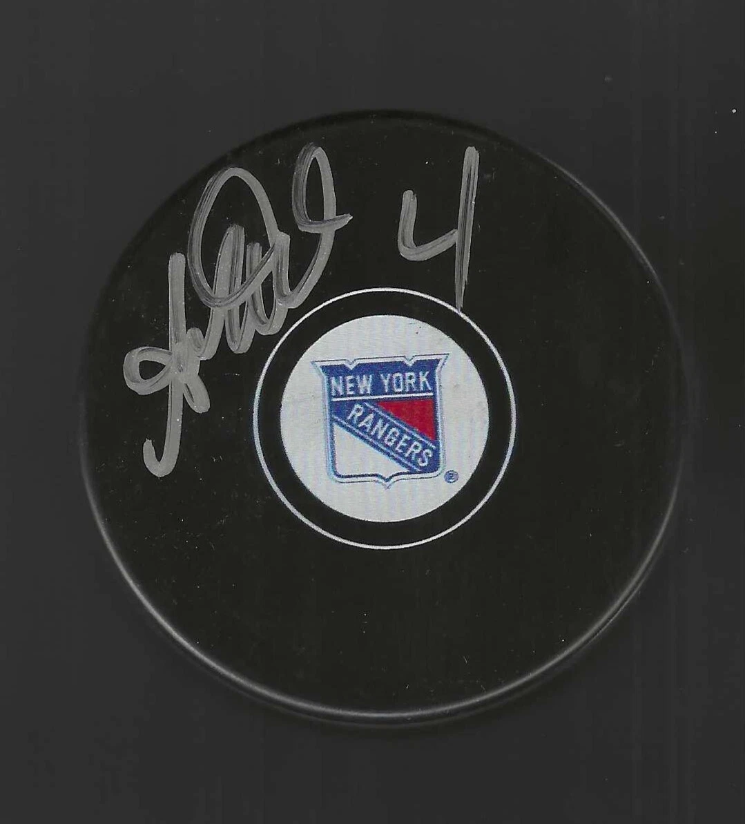 Aaron Ward Signed New York Rangers Puck