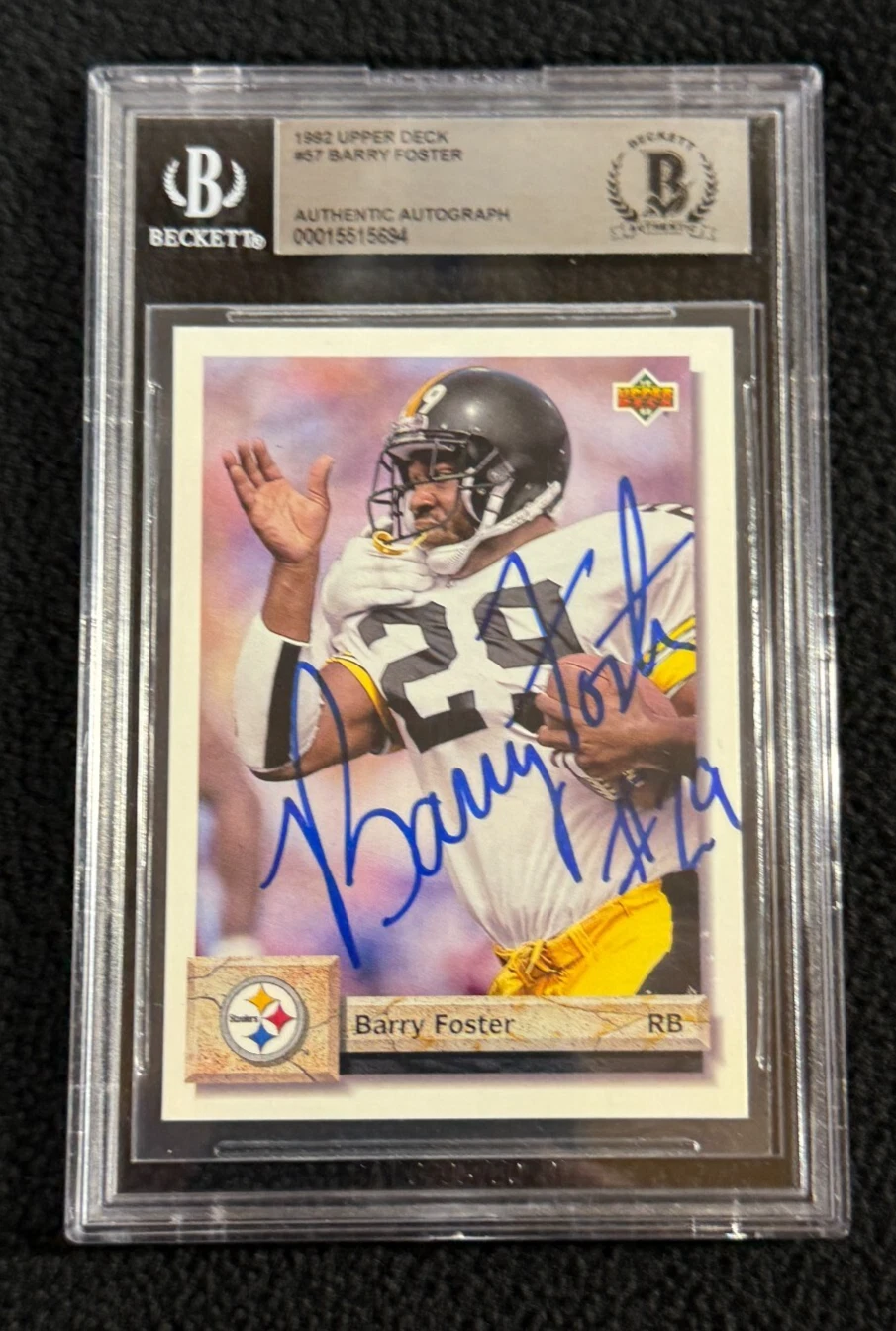 Barry Foster Signed 1992 Upper Deck Card #57 BAS Certified Pittsburgh Steelers