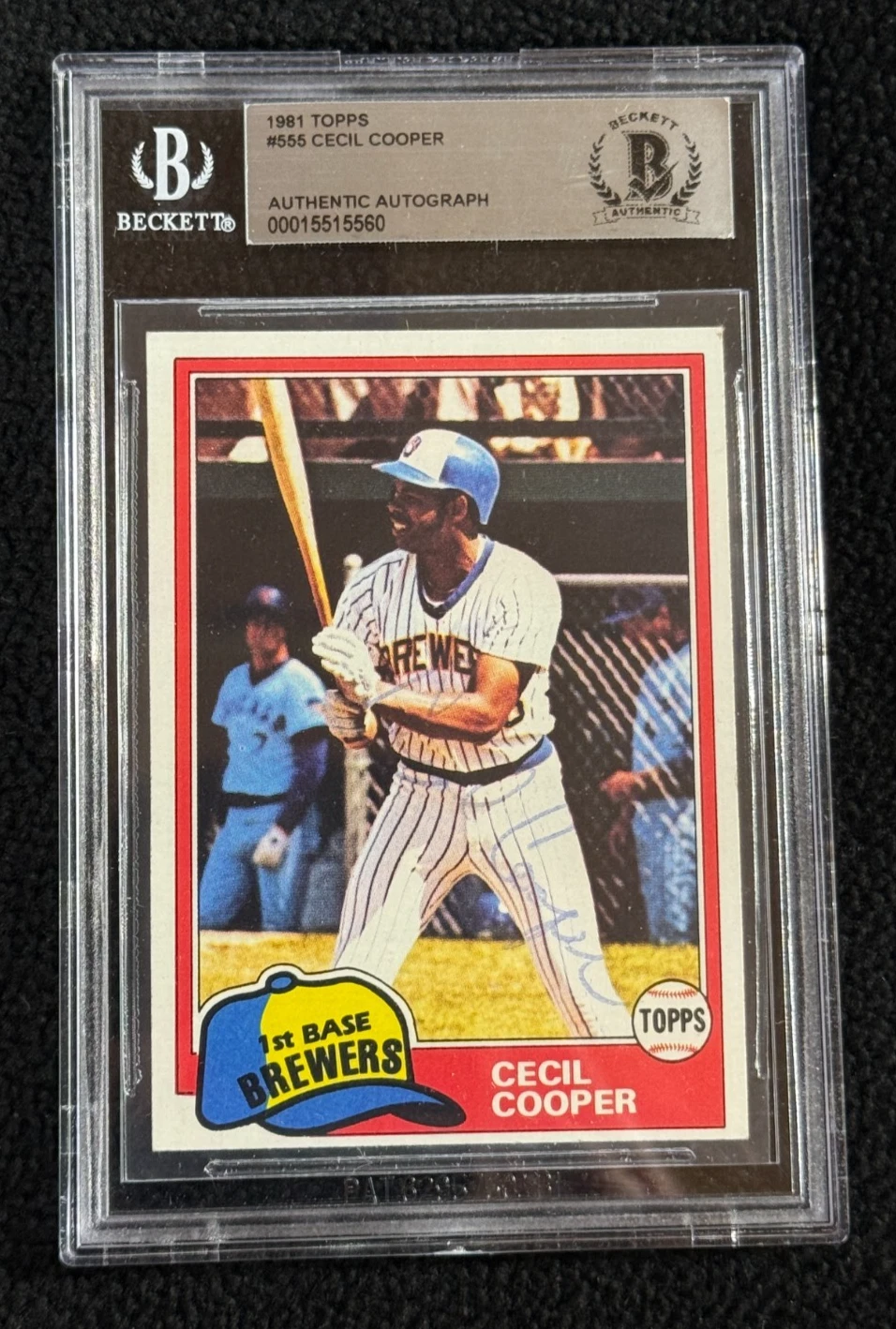 Cecil Cooper Signed 1981 Topps Card #555 BAS Certified Milwaukee Brewers