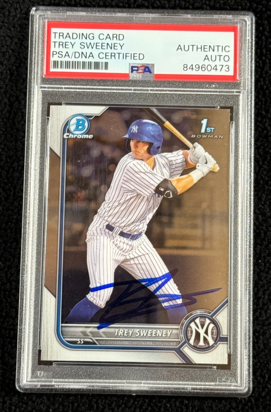 Trey Sweeney Signed 2022 Bowman Chrome Card #BCP-137 PSA/DNA Yankees