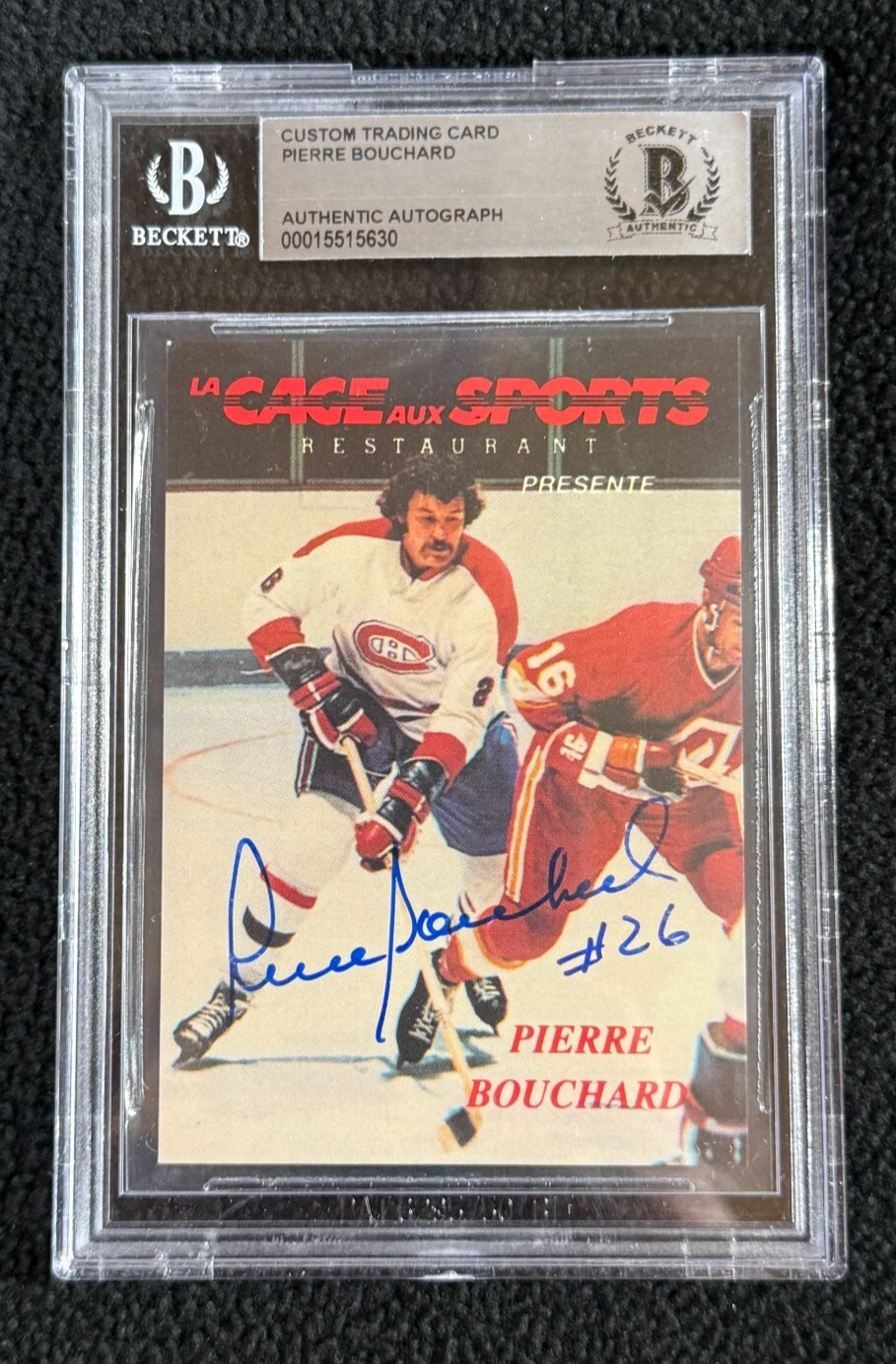 Pierre Bouchard Signed Montreal Canadiens Restaraunt Card Beckett Certified