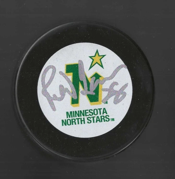 Reed Larson Signed Minnesota North Stars Puck