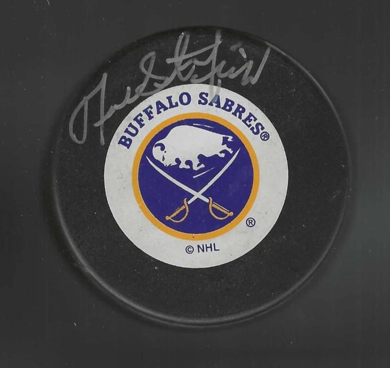 Fred Stanfield Signed Buffalo Sabres Trench Puck