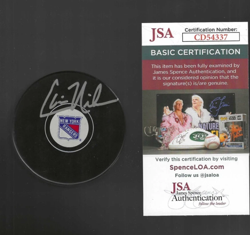Chris Nilan Signed New York Rangers Puck JSA COA