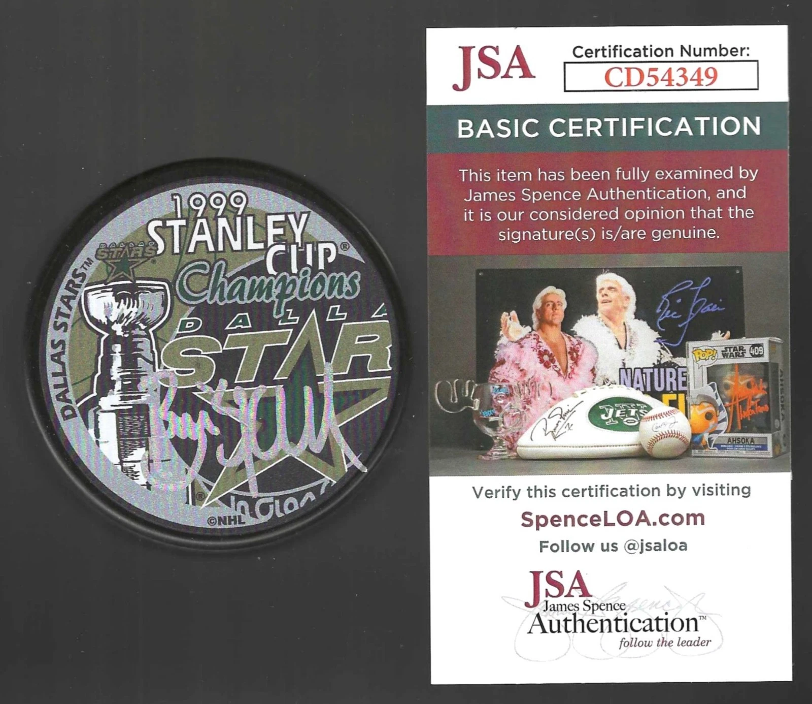 Brian Skrudland Signed Dallas Stars 1999 Stanley Cup Champions Puck JSA COA