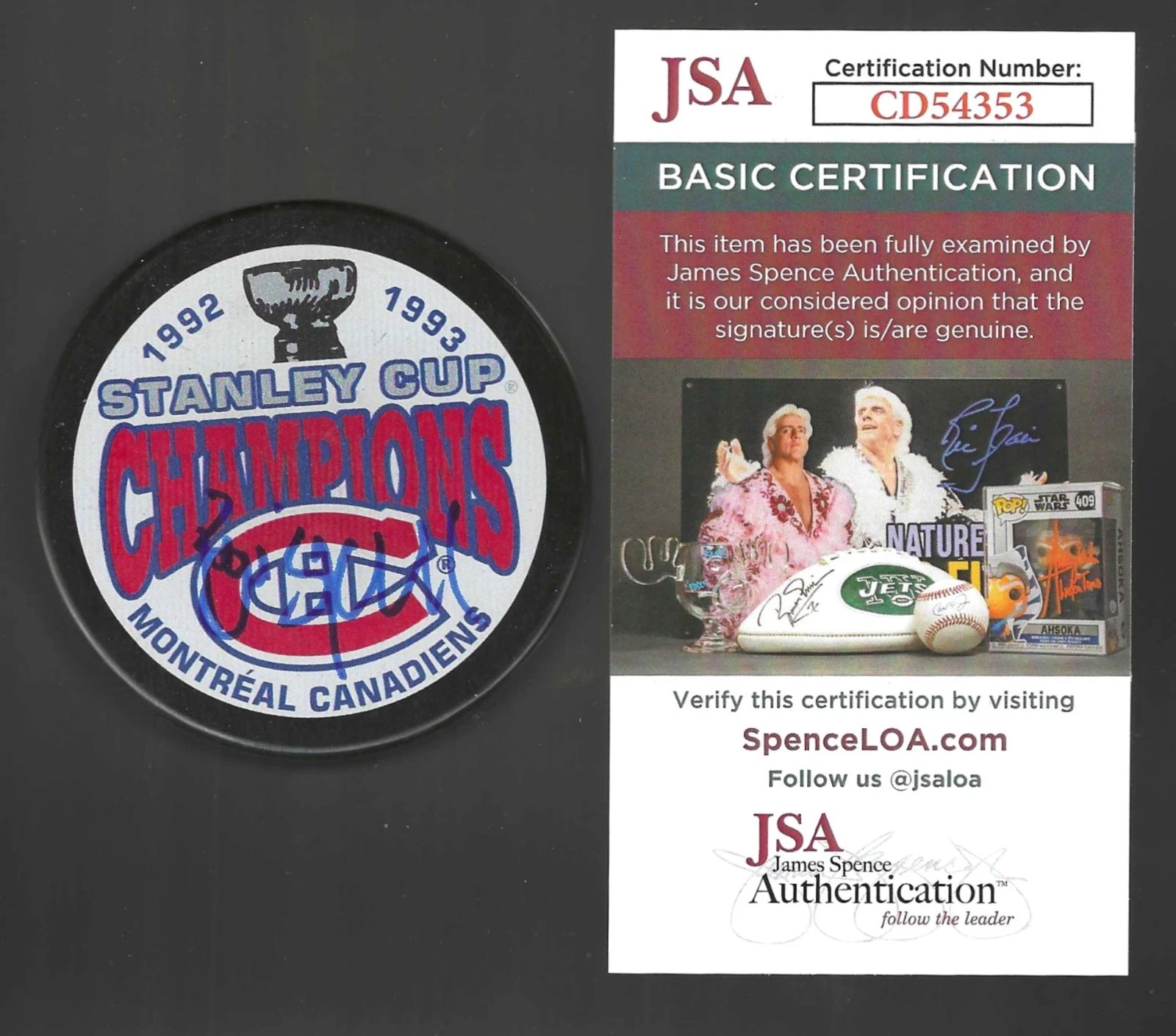 Brian Skrudland Signed Montreal Canadiens 1993 Stanley Cup Champs Puck JSA COA