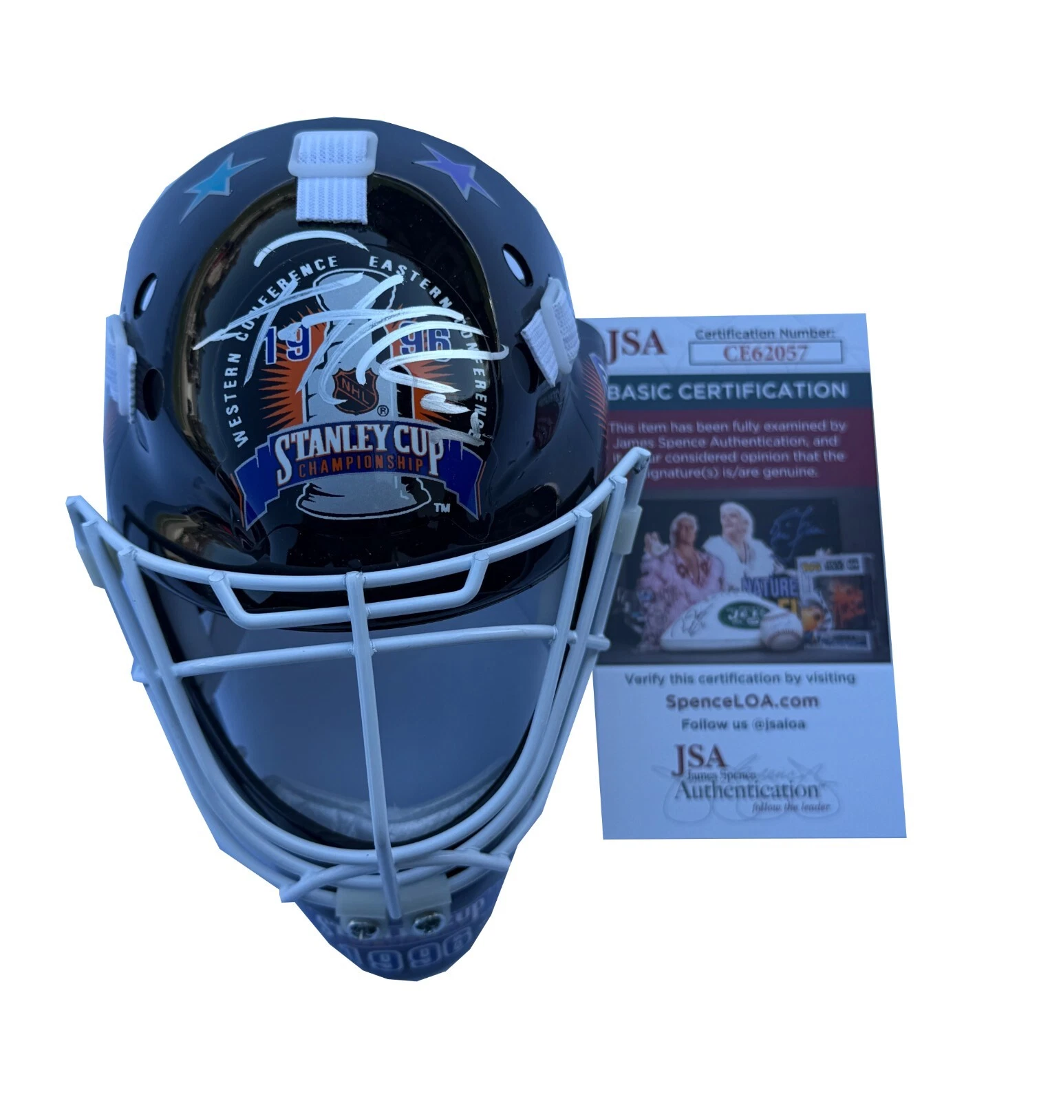 Patrick Roy Signed Colorado Avalanche 1996 Stanley Cup Mini Goalie Mask JSA COA