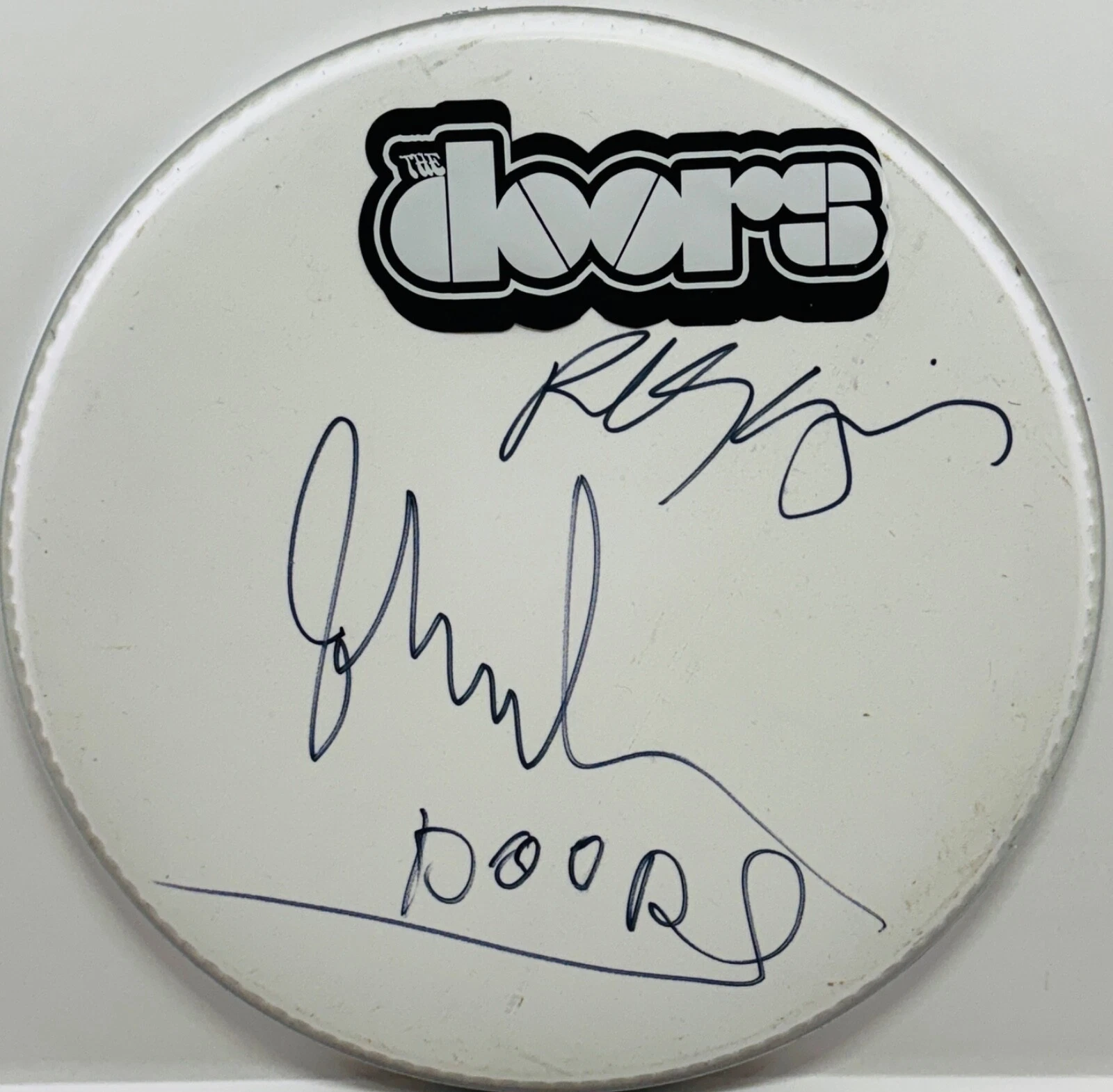 JOHN DENSMORE ROBBIE KRIEGER SIGNED AUTOGRAPH 13″ DRUMHEAD THE DOORS JSA COLLECTIBLE MEMORABILIA