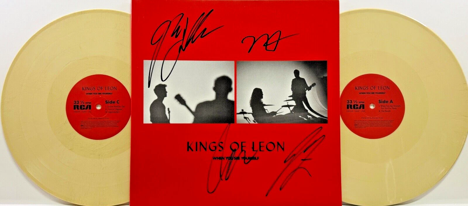 KINGS OF LEON FOLLOWILL x4 Signed Double LP Cover 