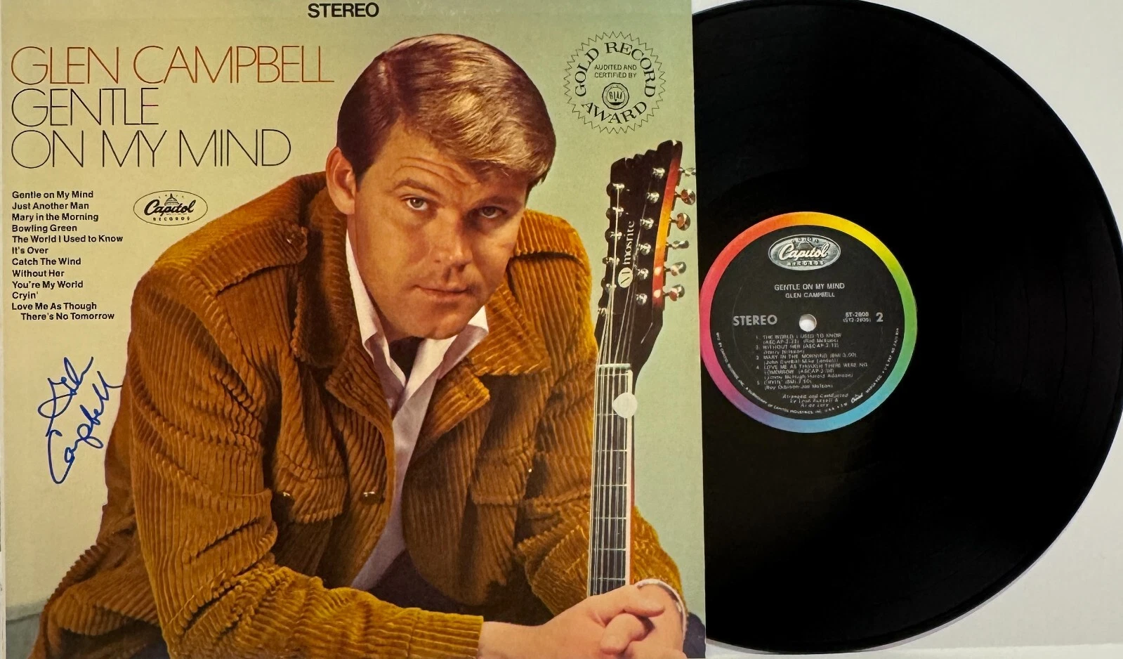 GLEN CAMPBELL Signed Autograph LP Cover 