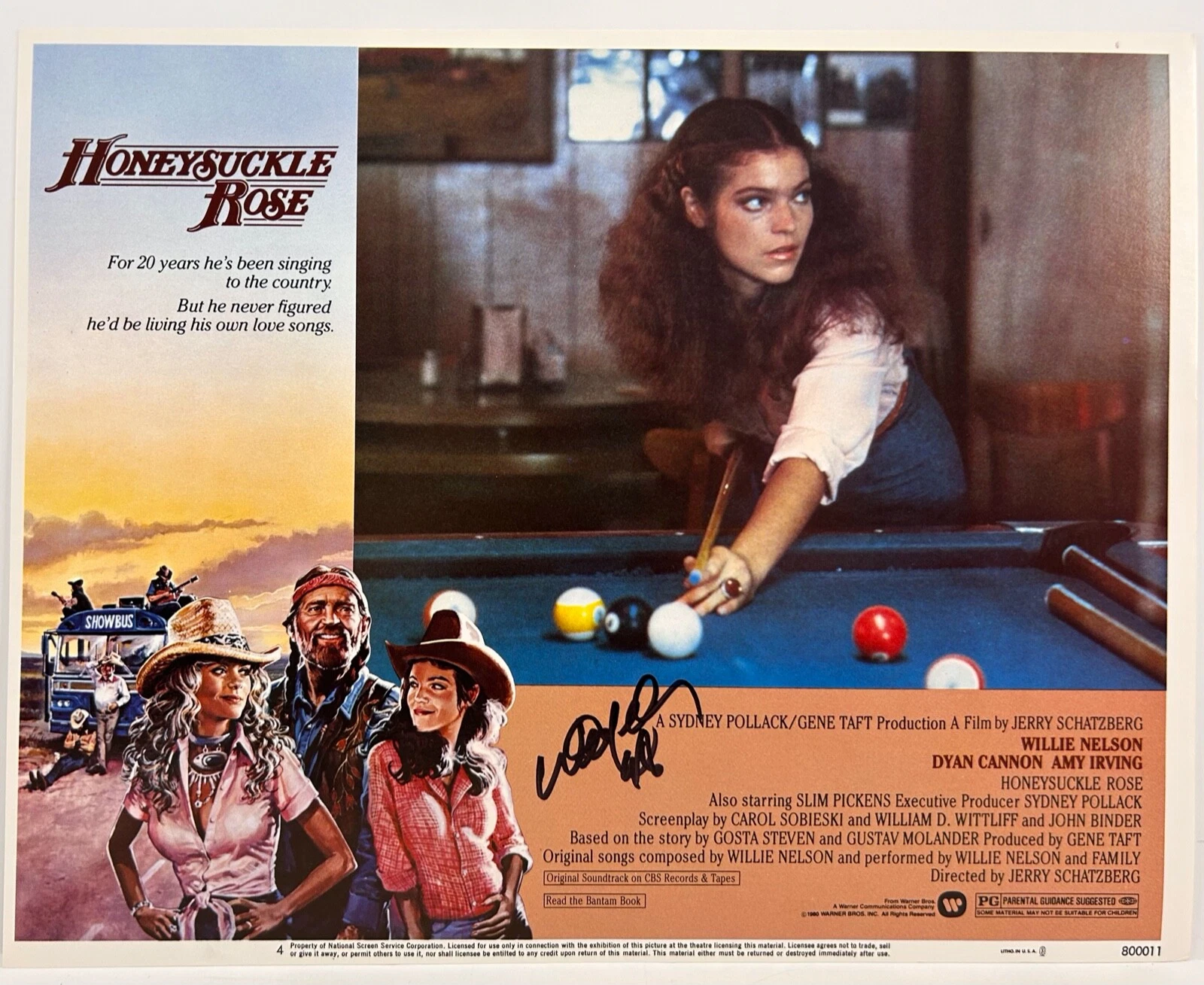 WILLIE NELSON Signed Autograph HONEYSUCKLE ROSE LOBBY CARD JSA COA 285