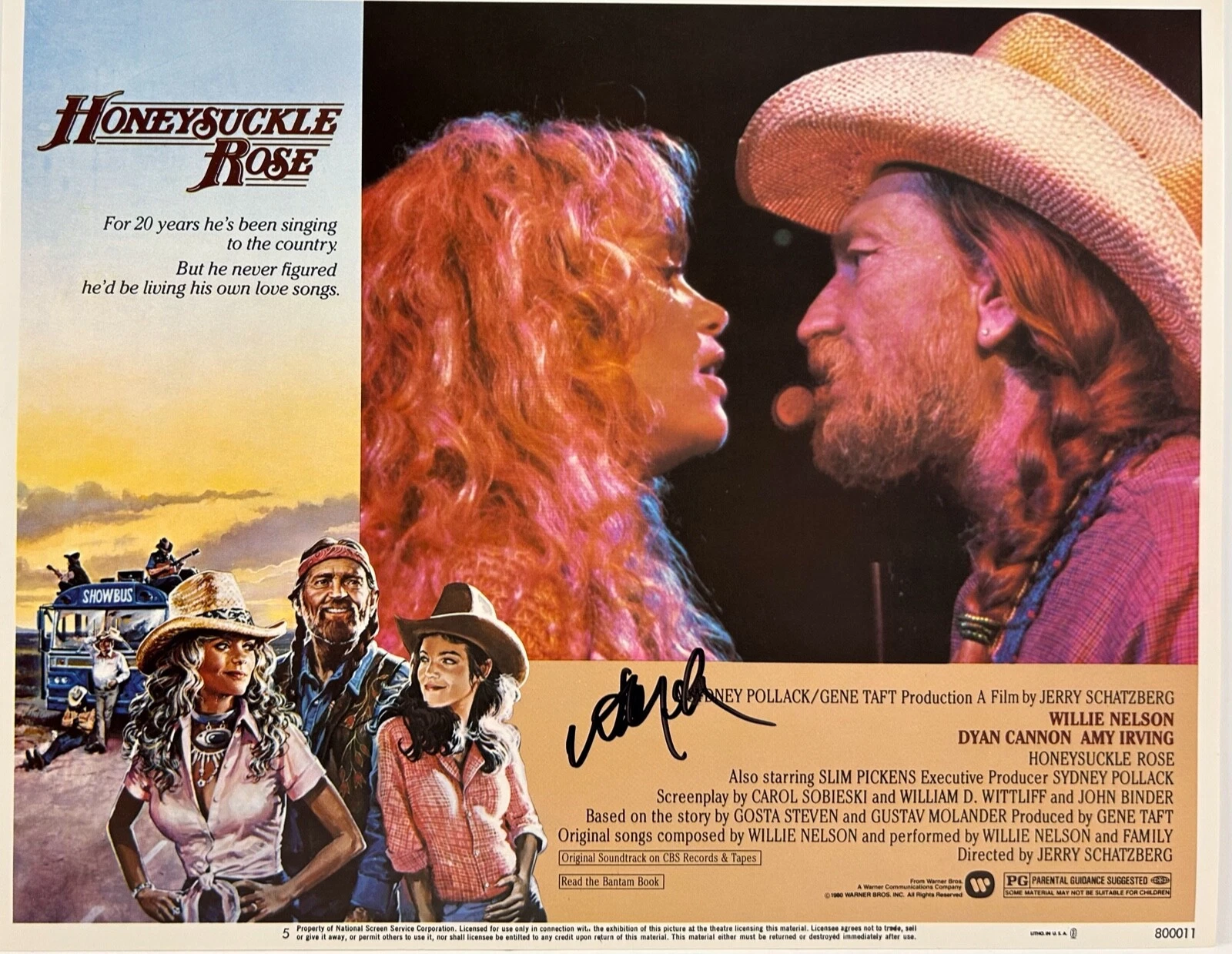 WILLIE NELSON Signed Autograph HONEYSUCKLE ROSE LOBBY CARD JSA COA 287