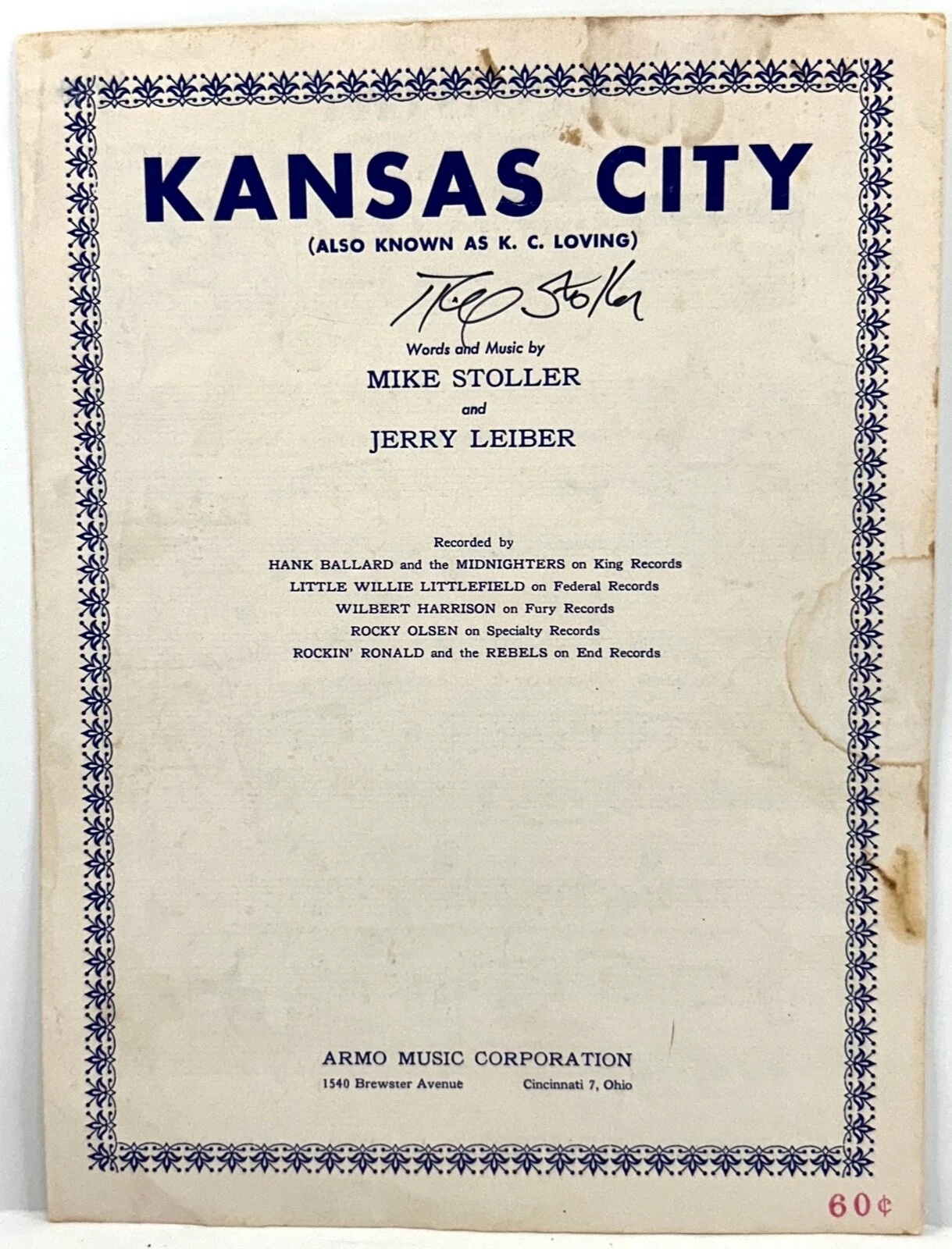 MIKE STOLLER Signed Autograph 