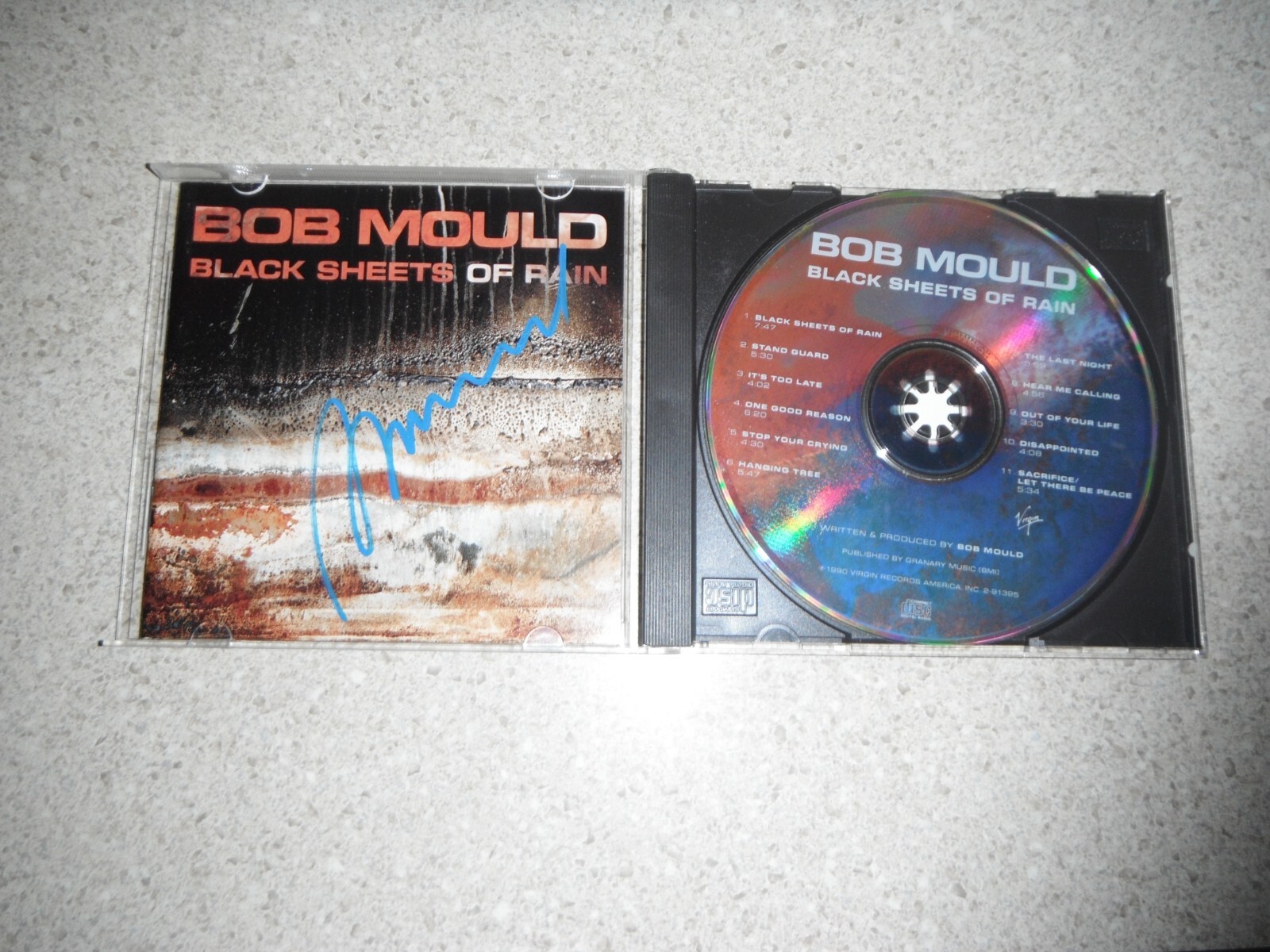 BOB MOULD SIGNED BLACK SHEETS OF RAIN CD COVER