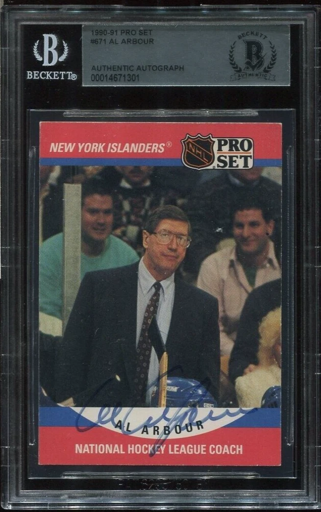 NY ISLANDERS HOF AL ARBOUR signed autographed 1990 PRO SET CARD BECKETT 10 (BAS)