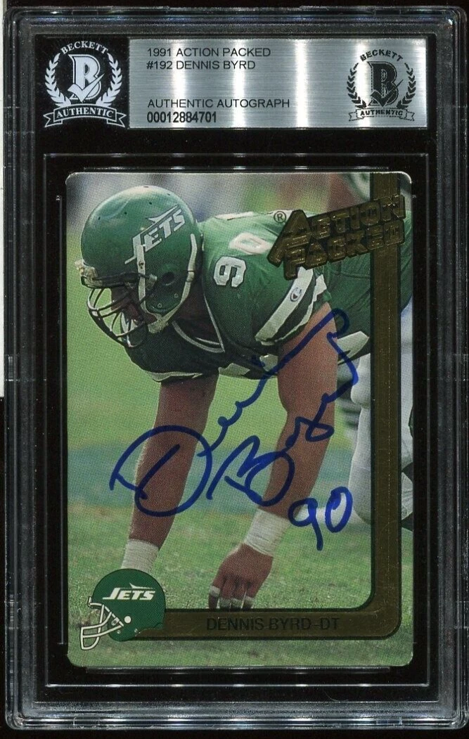 NY JETS DENNIS BYRD signed autographed 1991 ACTION PACKED CARD BECKETT BAS RARE