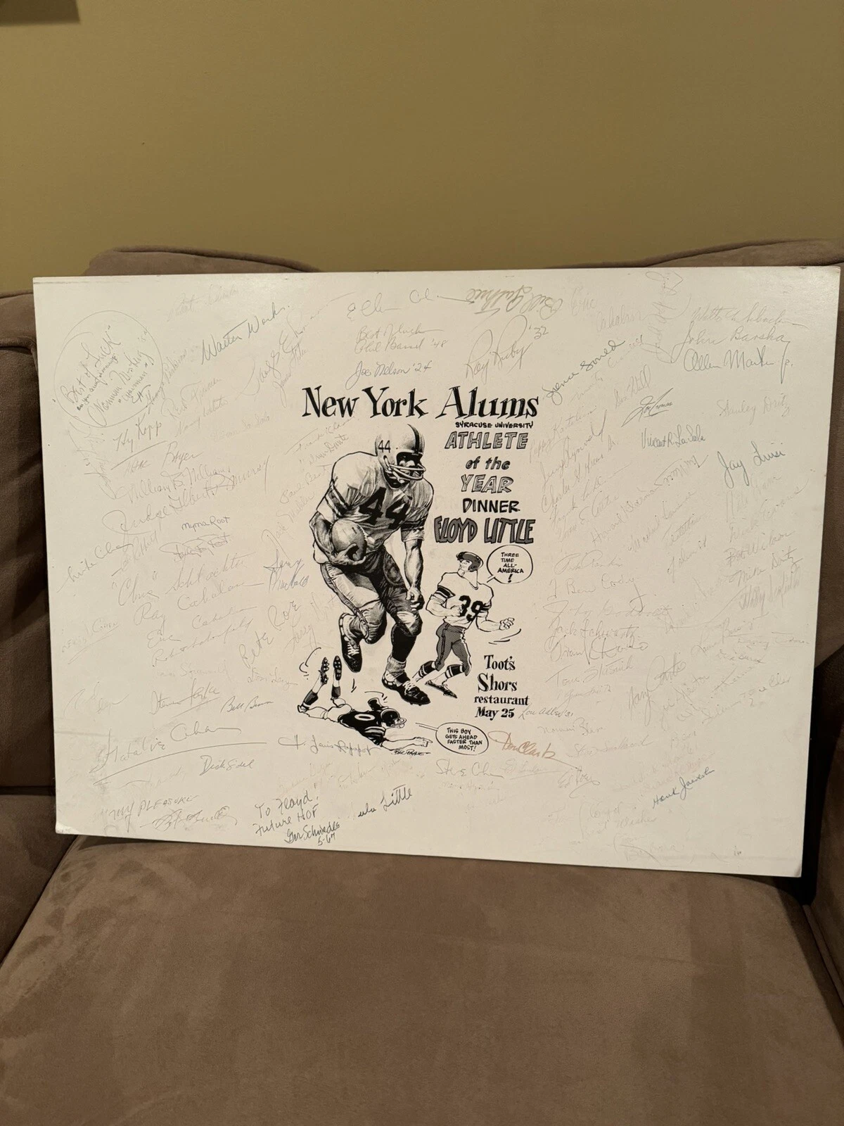 AMAZING FLOYD LITTLE ARTWORK FOR ATHLETE OF YEAR SYRACUSE FOOTBALL 1 OF A KIND COLLECTIBLE MEMORABILIA