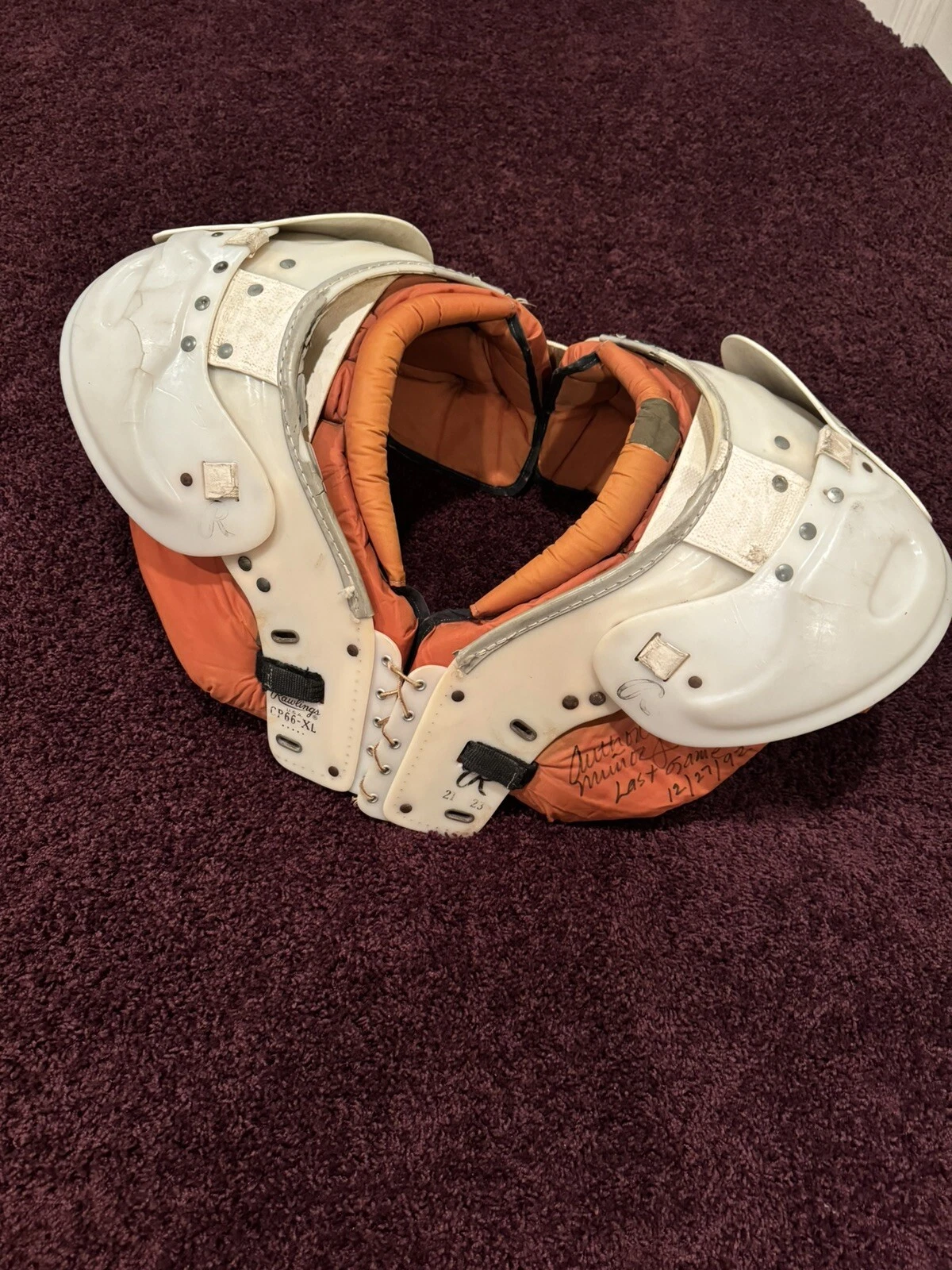 Significant Anthony Munoz Game Worn Shoulder Pads Cincinnati Bengals Last Game