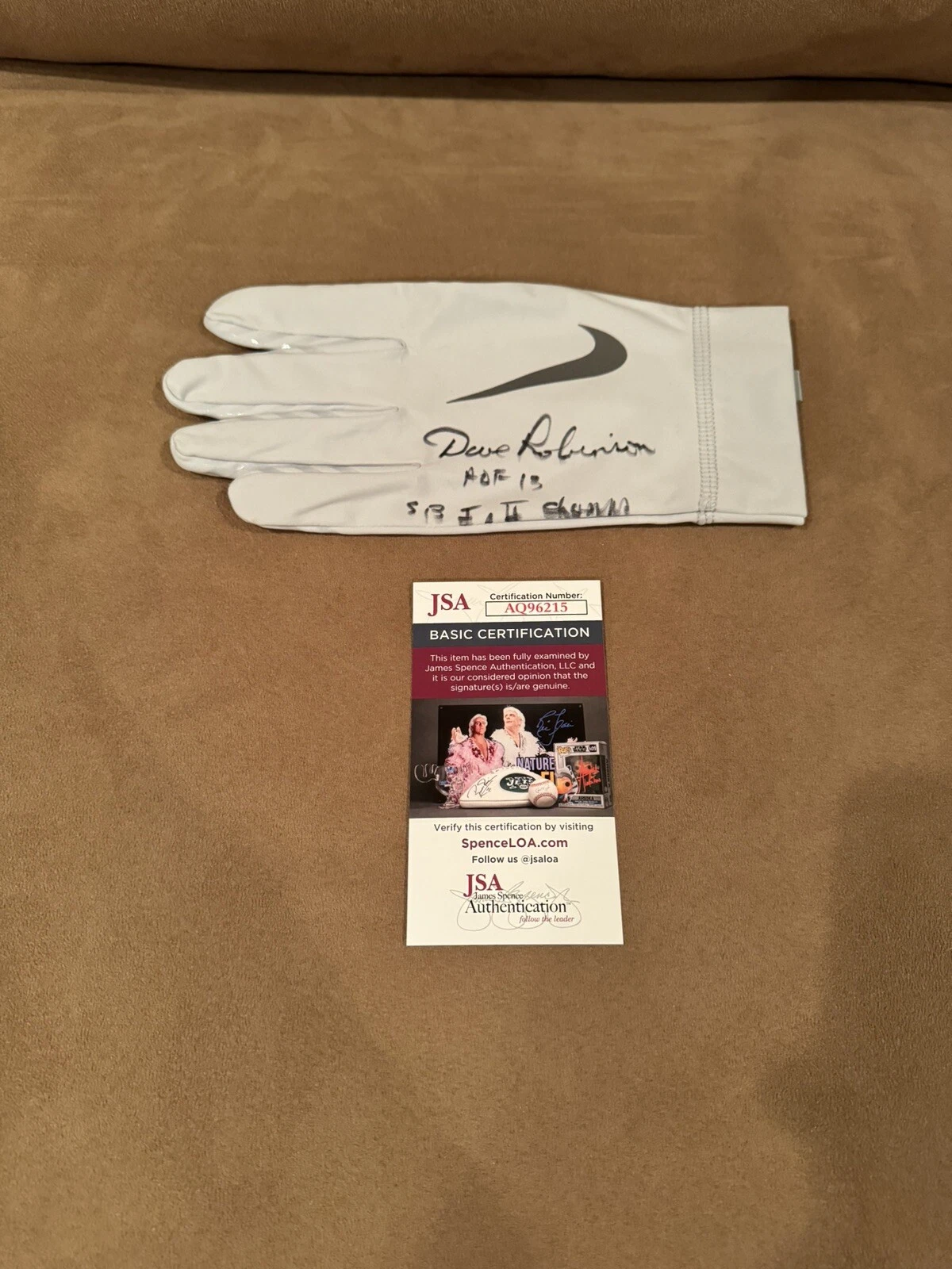 Dave Robinson Signed Autographed Nike Football Glove JSA Packers Hof 13 SB Champ