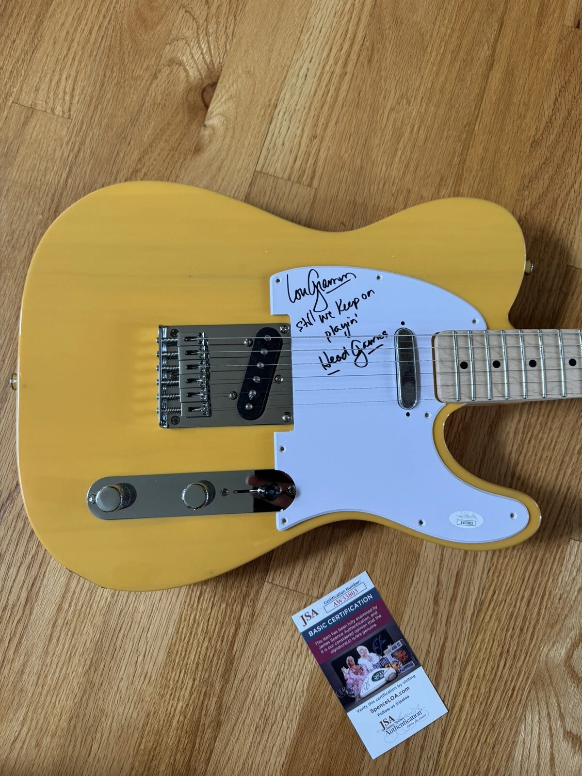 Lou Gramm of Foreigner Authentic Signed Tele Guitar JSA Head Games Lyrics